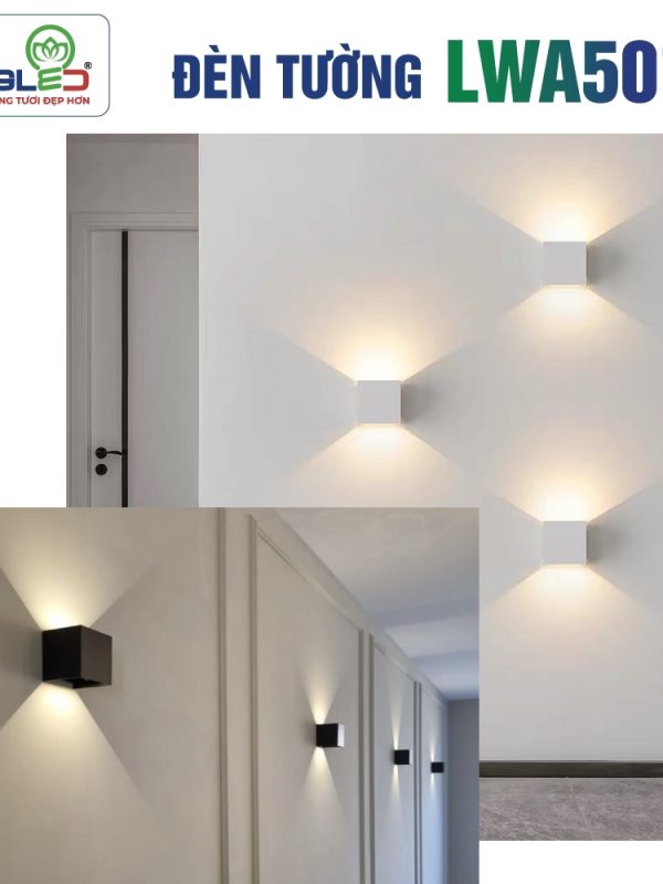 Đèn led Gắn Tường Trong Nhà Kingled Vỏ Trắng 5W kích thước D100xR100xC100mm
