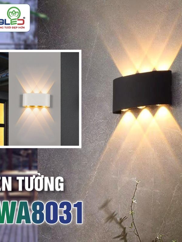 Đèn led Gắn Tường Ngoài Trời Kingled Vỏ Đen 6x2W kích thước D170xR40xC80mm