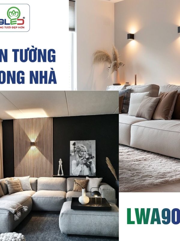 Đèn led Gắn Tường Trong Nhà Kingled Vỏ Đen 5W kích thước D100xR100xC80mm