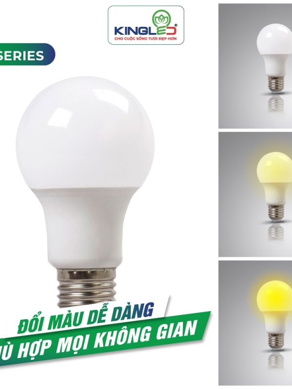 Đèn led Bulb Kingled Đổi Màu, Đổi 3 màu 9W kích thước R60xD112mm