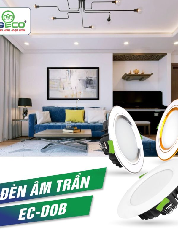 Đèn led Âm Trần DOB Kingled Dòng Kingeco, Mặt phẳng viền bạc, Đổi màu, DOB 8W Ø118xC30mm lỗ khoét Ø90mm