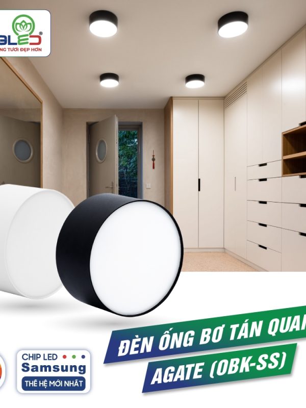 Ống Bơ Tán Quang Kingled Dòng Agate, Vỏ Đen, Đổi màu 12W kích thước Ø115xC56mm