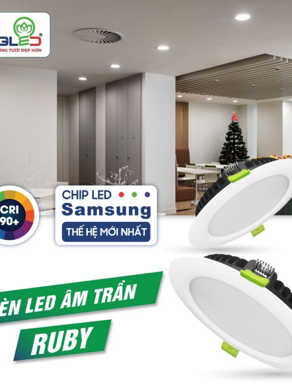 Đèn led Âm Trần Kingled Dòng Ruby, Đổi màu 12W Ø140*C30mm lỗ khoét Ø110mm
