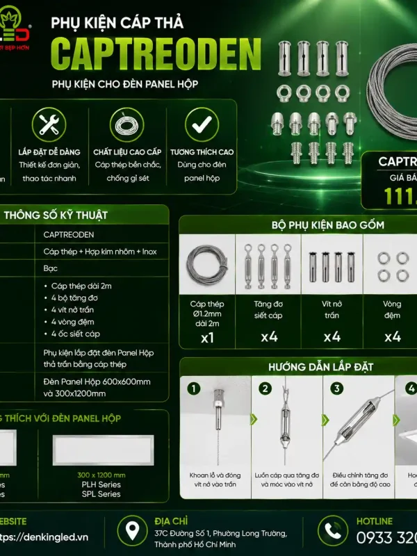 Phụ Kiện Đèn led Panel Kingled Dòng Jasper, Phụ kiện cáp thả