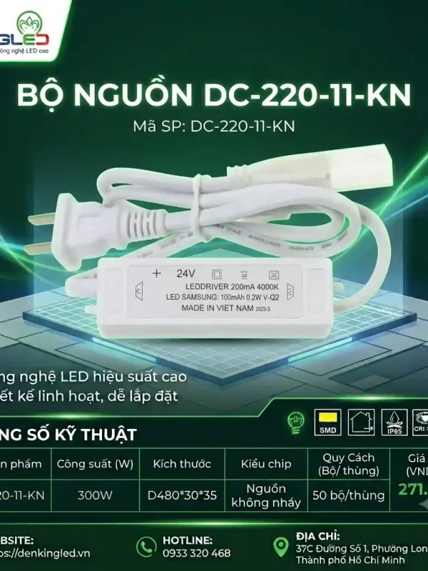 Đèn led Dây AC Kingled Nguồn không nháy 11W 300W kích thước D480xR30xC35mm