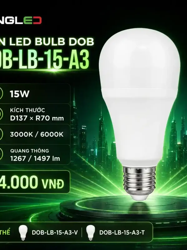 Đèn led Bulb Kingled DOB 15W kích thước D137xR70mm