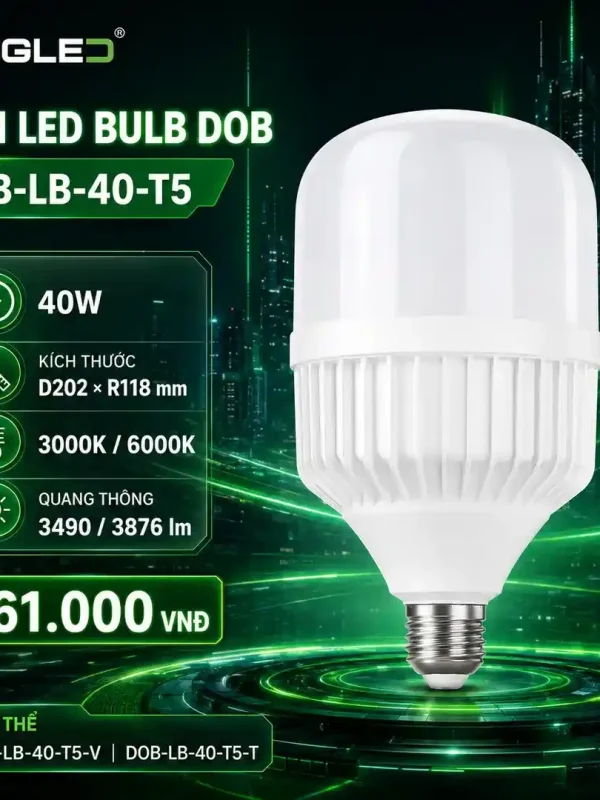 Đèn led Bulb Kingled DOB 40W kích thước D202xR118mm