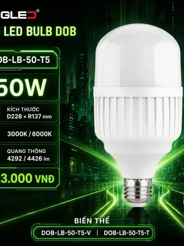 Đèn led Bulb Kingled DOB 50W kích thước D228xR137mm