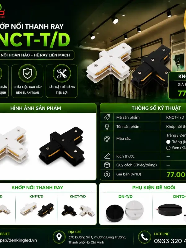 Phụ Kiện Thanh Ray Đèn led Rọi Ray Kingled Khớp nối chữ T thanh ray Trắng / Đen