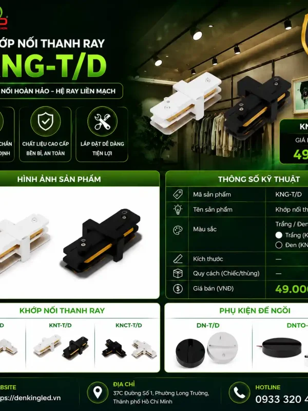 Phụ Kiện Thanh Ray Đèn led Rọi Ray Kingled Khớp nối góc thanh ray Trắng / Đen