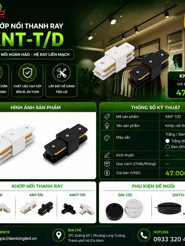 Phụ Kiện Thanh Ray Đèn led Rọi Ray Kingled Khớp nối thẳng thanh ray Trắng / Đen