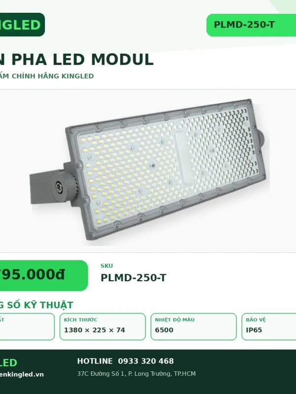 Đèn led Pha led Modul Kingled Chip Philips, IP65 250W kích thước 1380x225x74mm