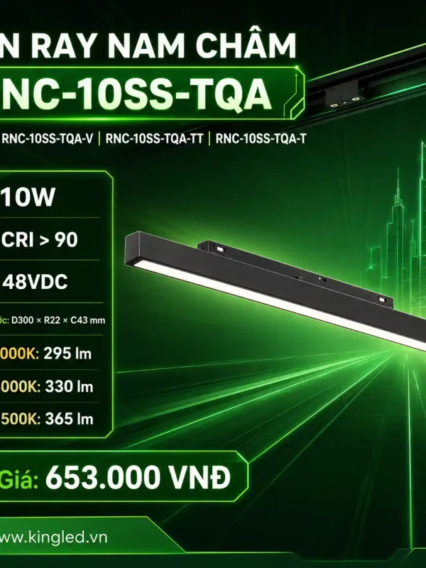 Đèn led Ray Nam Châm Kingled Tán quang âm, 3 Chế Độ Ánh Sáng 10W kích thước D300xR22xC43mm