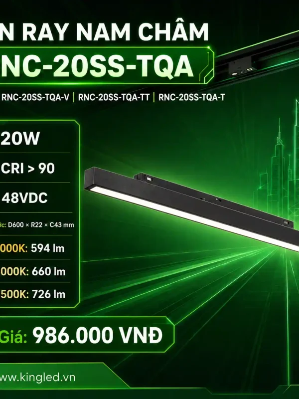 Đèn led Ray Nam Châm Kingled Tán quang âm, 3 Chế Độ Ánh Sáng 20W kích thước D600xR22xC43mm