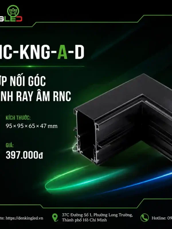 Phụ Kiện Ray Nam Châm Kingled Khớp nối góc thanh ray âm RNC kích thước 95x95x65x47mm