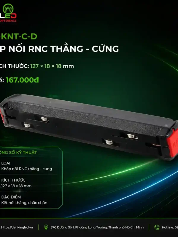 Phụ Kiện Ray Nam Châm Kingled Khớp nối RNC thẳng - cứng kích thước 127x18x18mm