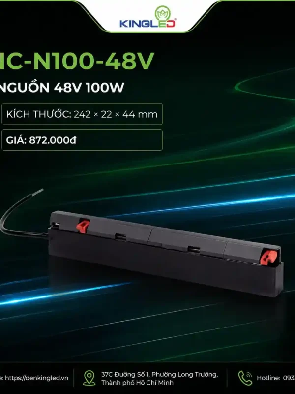 Phụ Kiện Ray Nam Châm Kingled Bộ nguồn âm 48V 100W kích thước 242x22x44mm