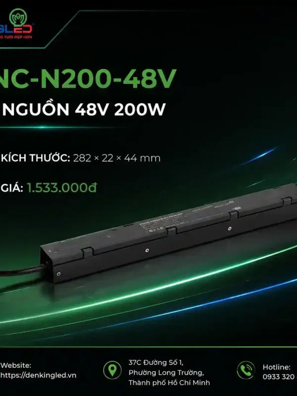 Phụ Kiện Ray Nam Châm Kingled Bộ nguồn âm 48V 200W kích thước 282x22x44mm