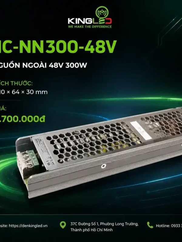 Phụ Kiện Ray Nam Châm Kingled Bộ nguồn ngoài 48V 300W kích thước 210x64x30mm