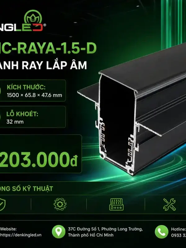 Phụ Kiện Ray Nam Châm Kingled Thanh ray lắp âm kích thước 1500x65.8x47.6mm lỗ khoét 32mm