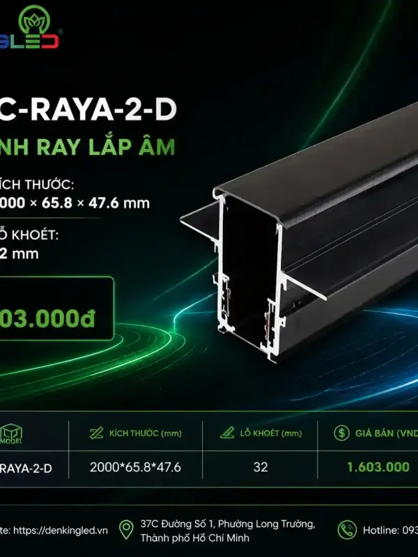 Phụ Kiện Ray Nam Châm Kingled Thanh ray lắp âm kích thước 2000x65.8x47.6mm lỗ khoét 32mm